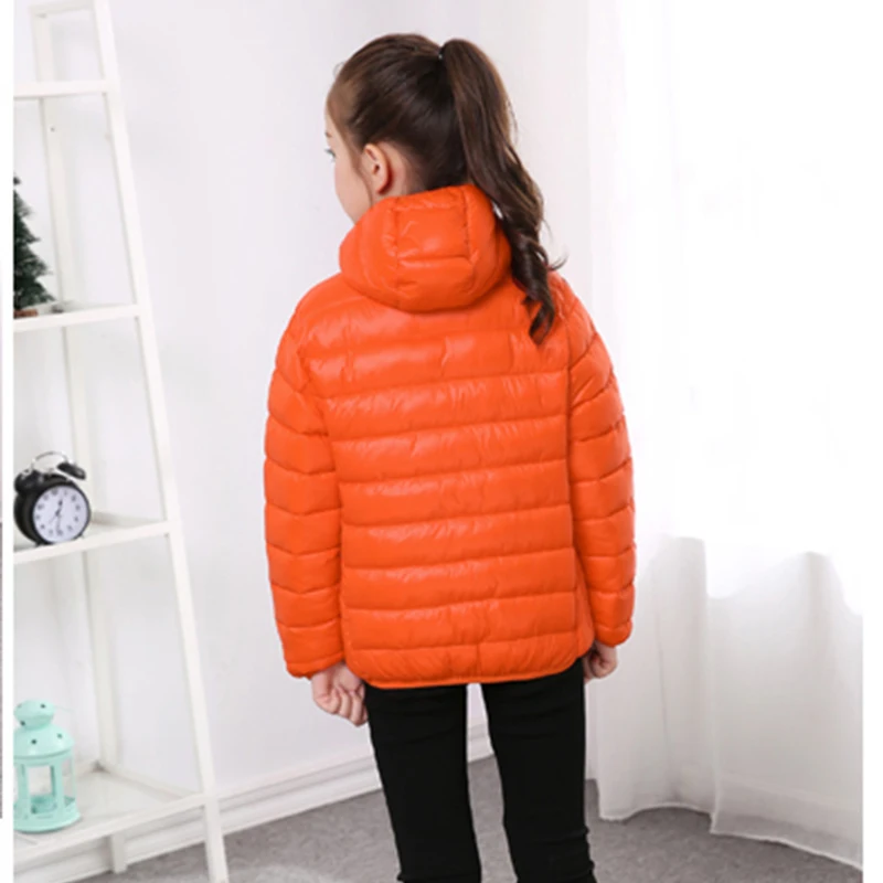 Children\'s Down Jackets Spring Autumn Solid Coat Cotton-padded Boys Girls Warm Winter Jacket Children Outerwear Kids Hooded Coat