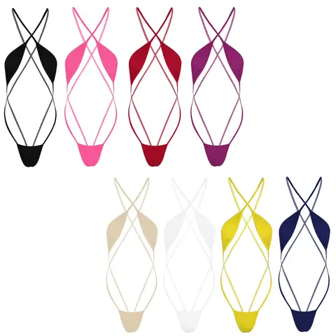 Mini Micro Bikini Tanga Women Swimsuit Bikini Set Lingerie Strappy Criss Cross Backless Swimwear Women