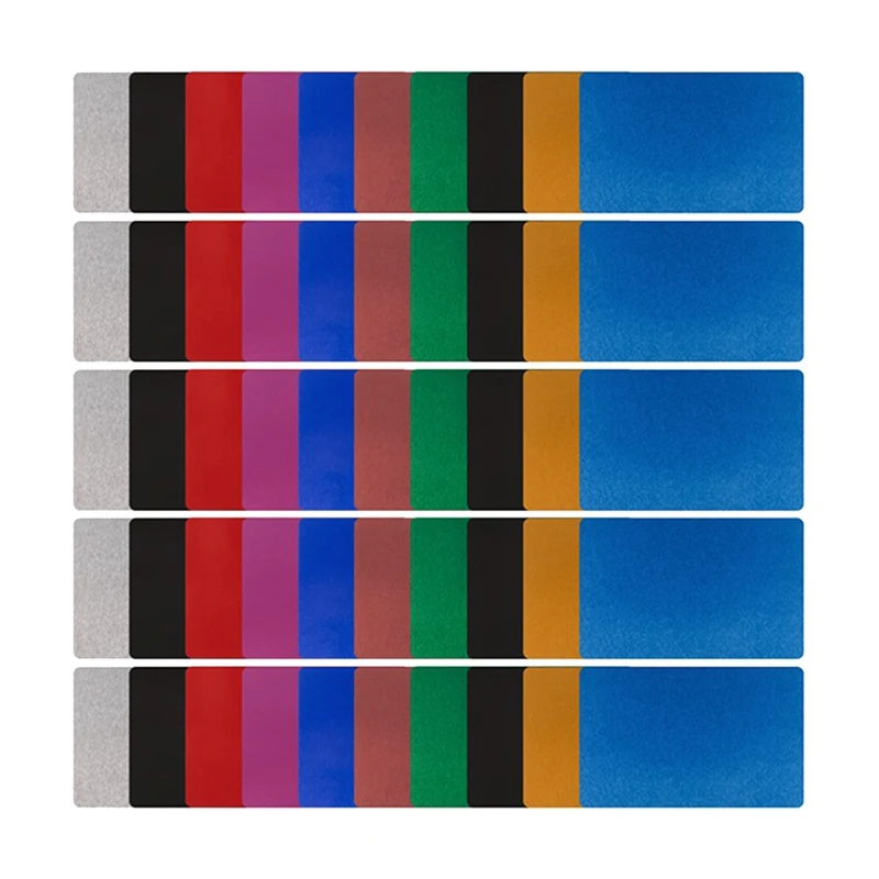 Business Cards, 50 Pc. Engraving Blank Set, 10-Color DIY Cards. Multipurpose Metal Blanks For Home Office Customization