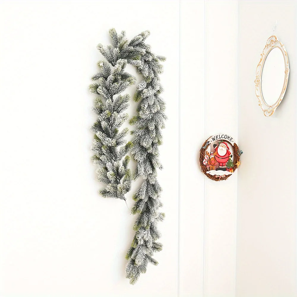 6 Feet LED with Light Christmas Garland Snowy Artificial Cedar Garland for Xmas Winter Holiday Table Runner Centerpiece Decor - Image 4