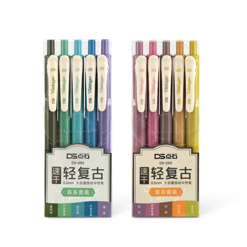 5 stücke einziehbare farbige Gel schreiber schnell trocknende Tinte 0,5mm Vintage Stift für Planer Zeichnung Schul büro kawaii Schreibwaren