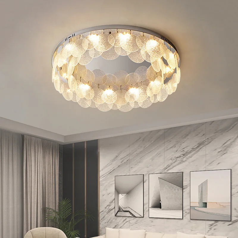 

Modern Round LED Ceiling Lights Parlor Bedroom Hanglamp Stainless Steel Glass Surface Mount Ceiling Lamp Fixtures Dropshipping