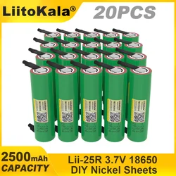 LiitoKala - akumulator litowy wielokrotnego ładowania, akumulator niklowy o dużej pojemności, DIY, Lii-25R, 18650, 3,7 V, 2500 mAh