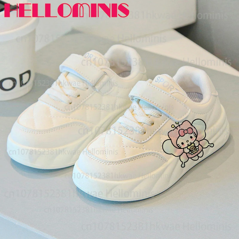 جديد مرحبا كيتي الفتيات حذاء طفل مجلس الأطفال مريحة لينة حذاء أبيض حذاء كاجوال للأطفال 21-32 الحجم
