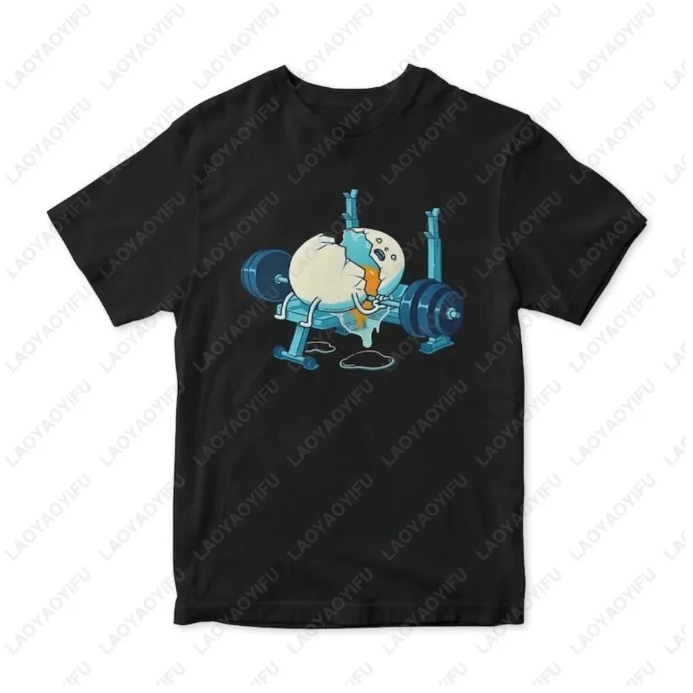 Egg with Barbell Gym Funny T-Shirt Humor Fitness Bench Press Sports T Shirt Casual Fashion Loose Harajuku Man Women Tshirt