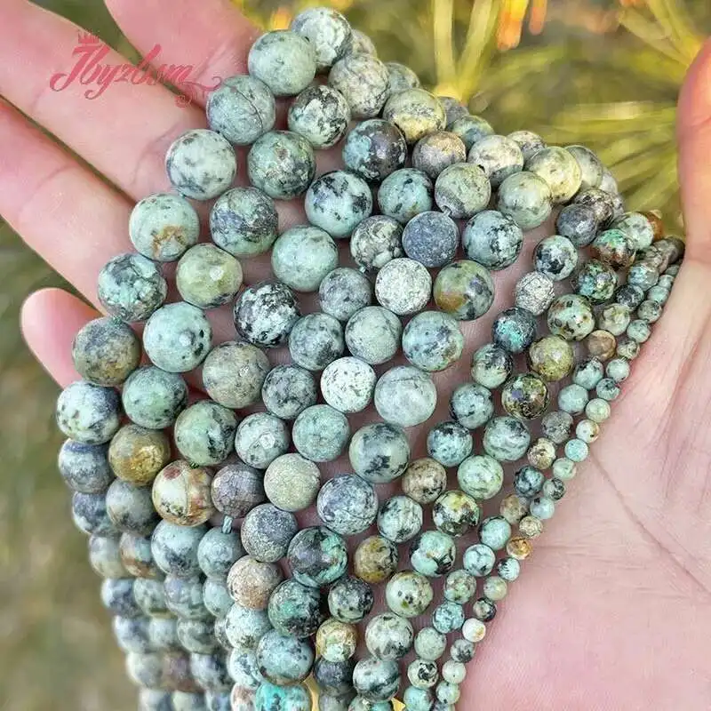 

4mm 6mm/8mm/10mm Natural Africa Turquoises Round Stone Beads Strand 15" For DIY Necklace Bracelets Jewelry Making Loose Beads
