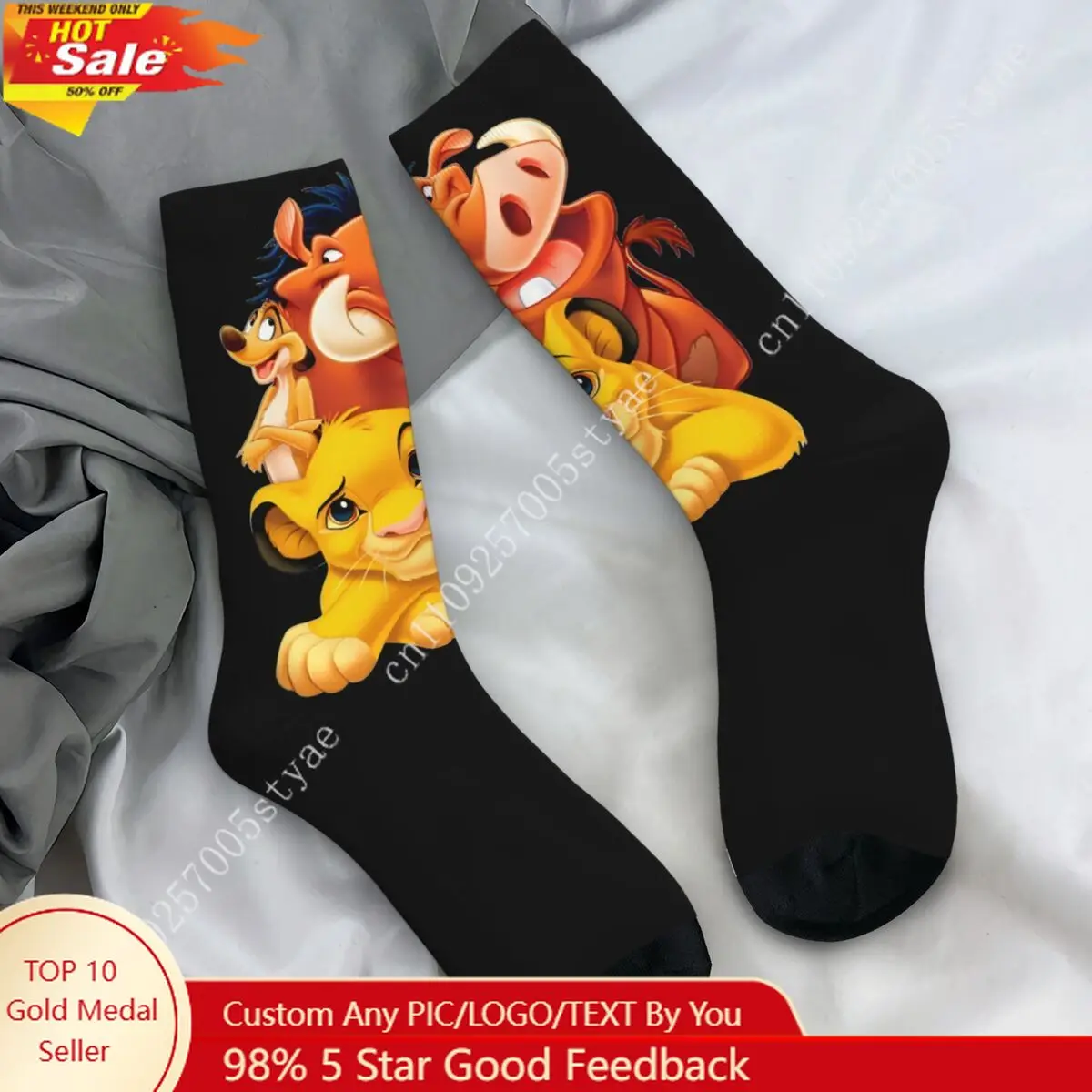 

The Lion King Simba Pumbaa Socks Funny Stockings Autumn Anti Bacterial Men Socks Warm Soft Graphic Outdoor Socks