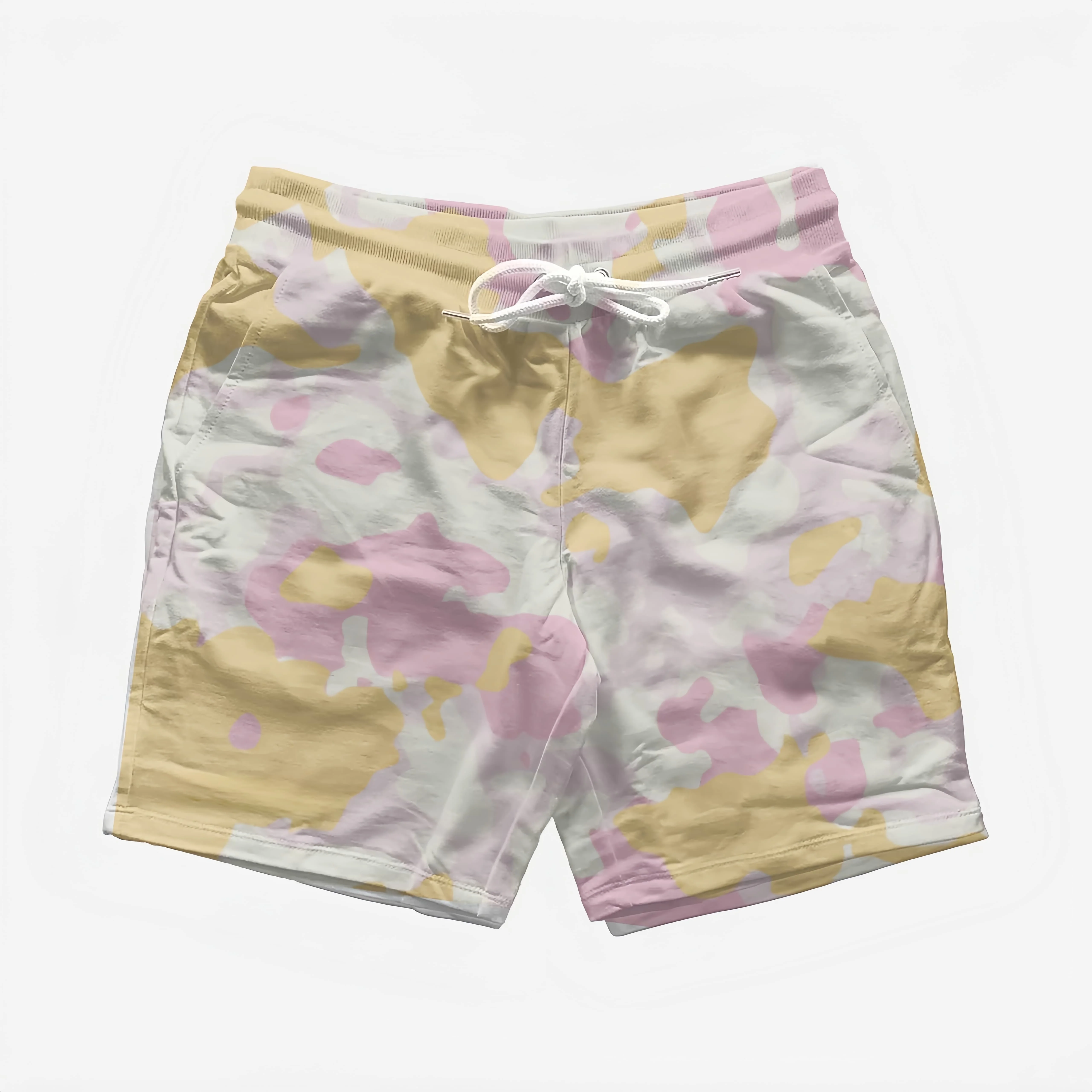 Men's Y2K Street Camouflage Shorts with Loose Print, Elastic Drawstring Waist, Vacation Jogging, Summer Casual Shorts
