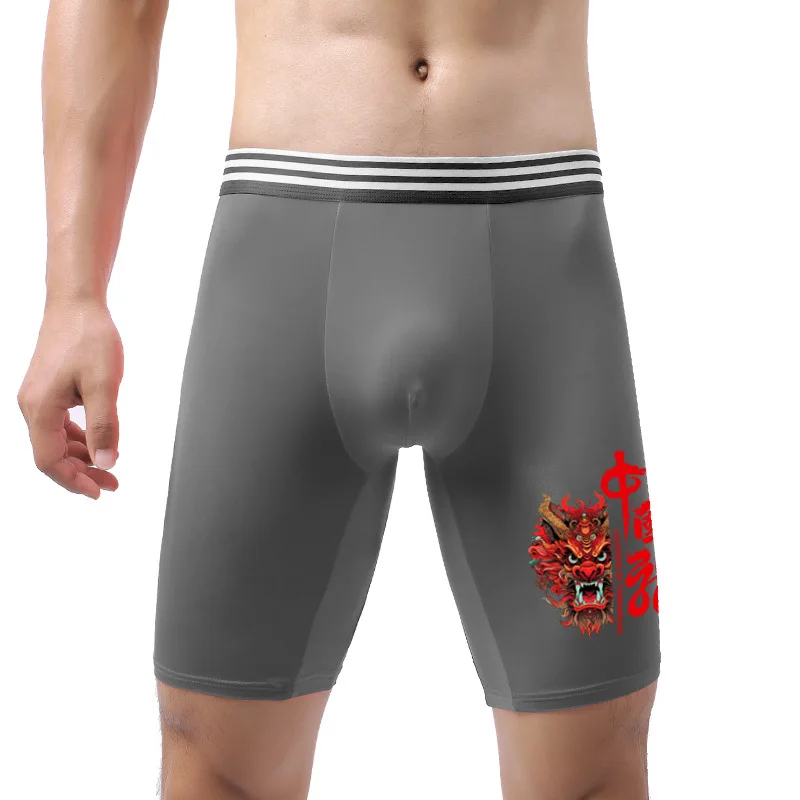 Große Männer Unterwäsche Boxershorts homme Eis Seide atmungsaktiv sexy Panites Mann drucken u konvexen Beutel Sport lange Bein Unterhose