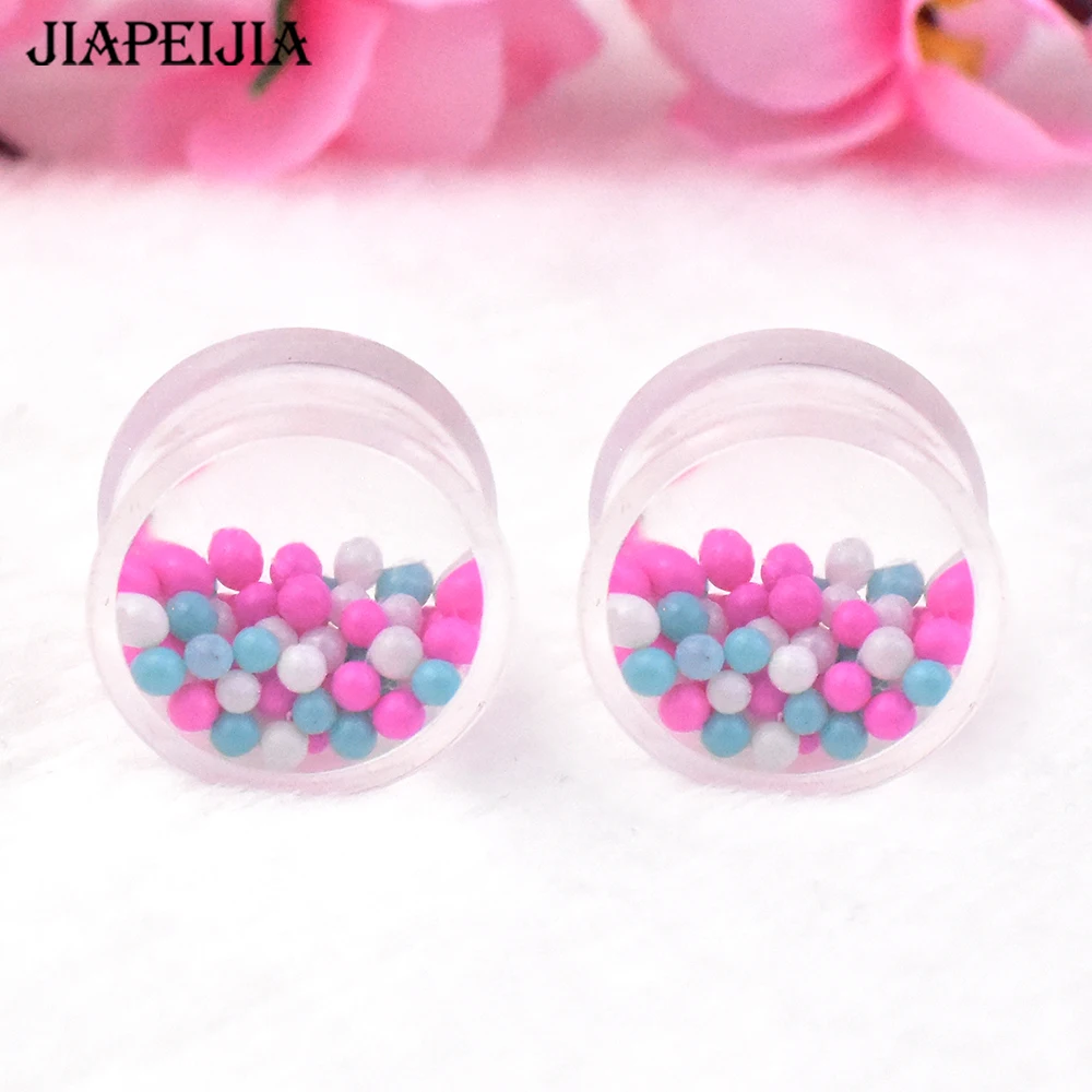 8-30mm Cute Colored Balls Acrylic Ear Plug Tunnels and Gauges Ear Expander Studs Stretching Body Piercing Jewelry