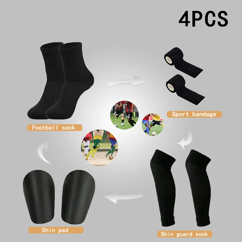 

4Pcs Men's Soccer Socks with Grip, Non Slip Anti Slip Athletic Socks with Cushion Pads for Football/Basketball