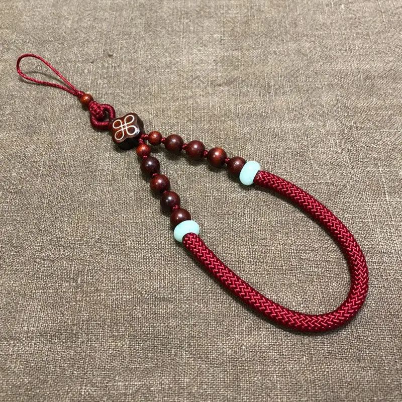 Handwoven Chinese Style Phone Case Lanyard with Wearable Wrist Strap Short Shockproof Keychain Sturdy Pendant for Daily Use Gift