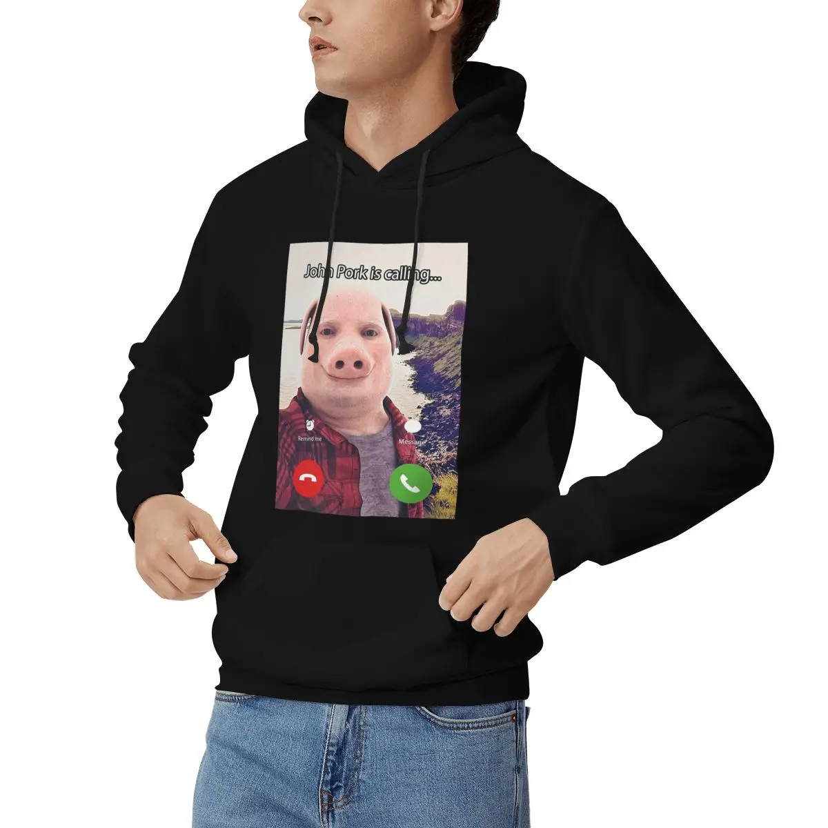 John Pork Is Calling Answer Call Phone Hoodies Men Women Casual Pullover Sweatshirts Long Sleeve Streetwear Autumn Winter