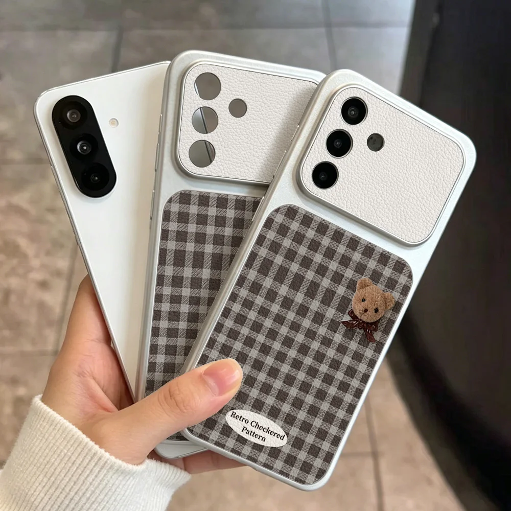 Cute Bear Phone Case For Samsung S26 Ultra S25 S24 S23 FE Plus A57 A56 A16 A37 A27 A07 A17 A55 A54 A36 A26 Lichee Pattern Cover view 6