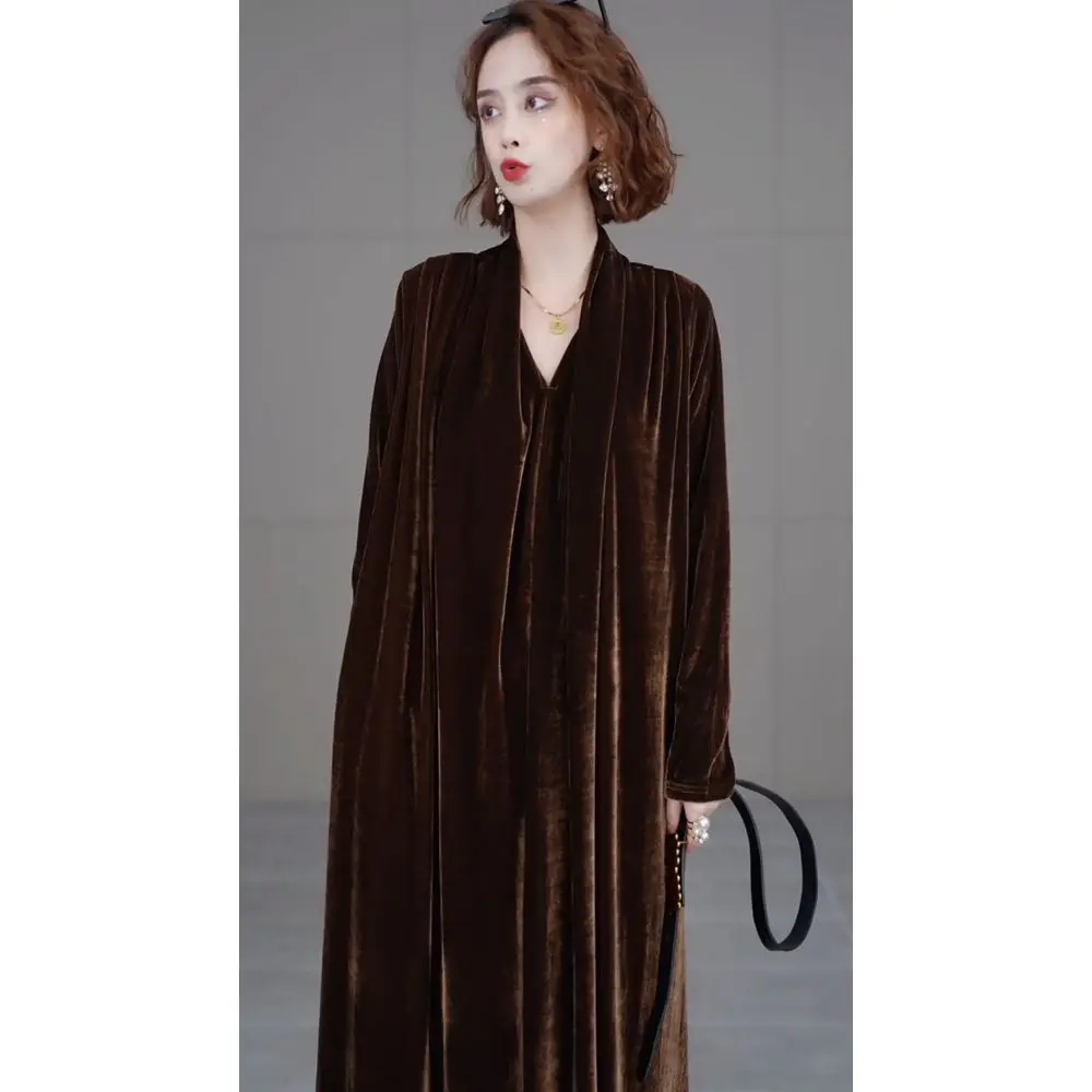 Elvet fur s-Robe Amincissante Colorée Or Vs Haut de Gamme, Élégante, Ajustée pour une Dame Riche, à la Mode