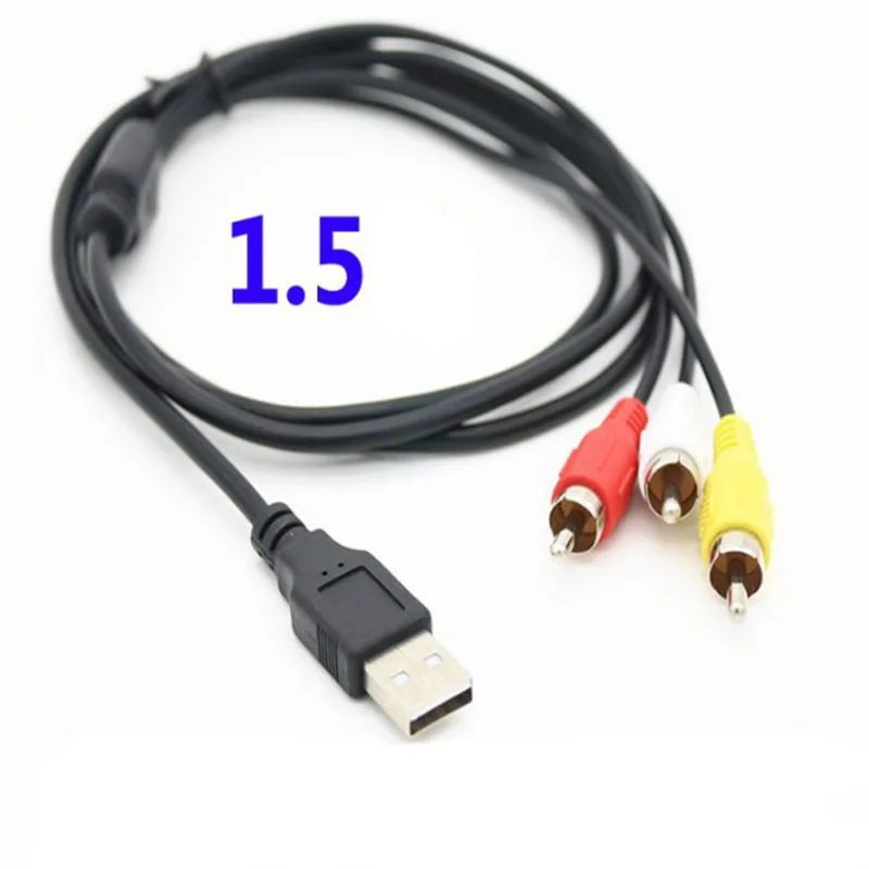 1.5m USB ชาย 3RCA ชายสายวิดีโอ USB 2.0 ไปยัง AV video converter USB สายแปลงวิดีโอ F1