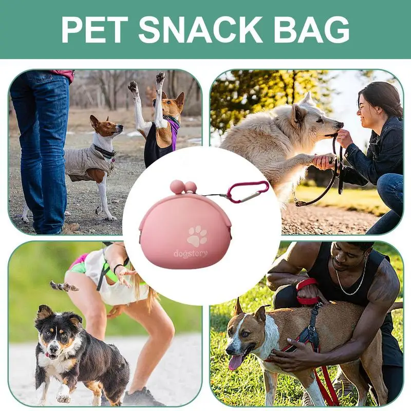 Silicone Dog Treat Pouch Dog Training Container Dog Treat Carrier Holder Puppy Treat Snack Bag  Food Reward Storage Bag