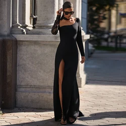 Black Dismantle Sleeves Sexy Evening Dresses Lace Sequin High Slit Party Dress Mermaid Long Formal Prom Gowns Robes De Soirée