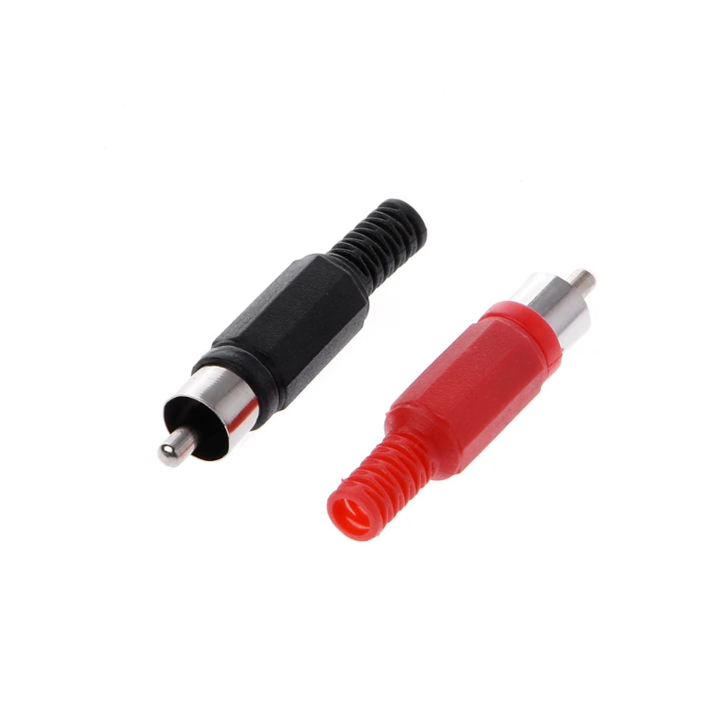 20 Pcs Preto Vermelho Solda RCA Macho Plugue Adaptador Vídeo Áudio Conector