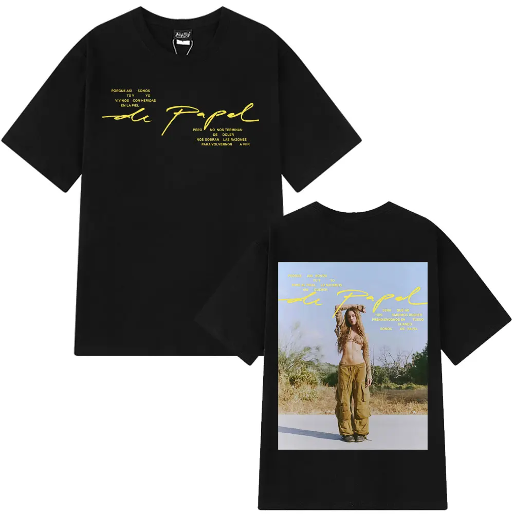 Tini Stoessel Merch تي شيرت Tini De Papel تي شيرت الرجال النساء موضة تي شيرتات قطن قصيرة الأكمام الهيب هوب فضفاض تي شيرت غير رسمي #1