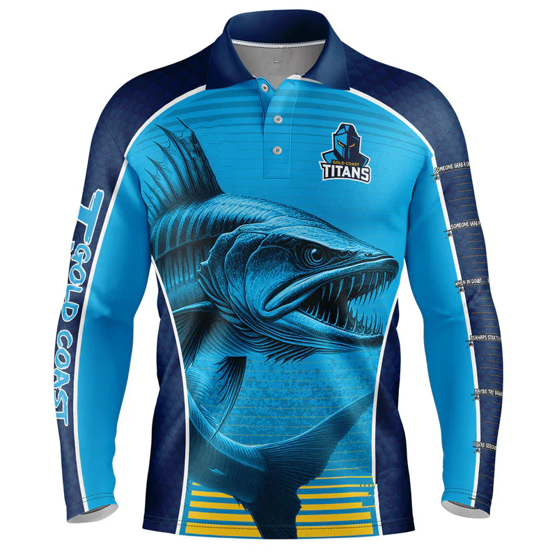 2025 Gold Coast Titans Mens Barracuda Fishing Shirt Size:S-5XL ( Print name and number )