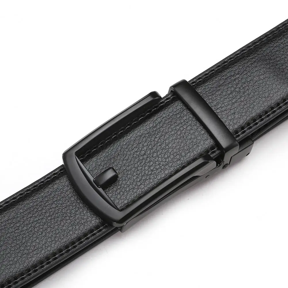 Adjustable Ratchet Strap Belt Stylish Men's Faux Leather Belt with Automatic Buckle Scratch-resistant Track Belt for Men