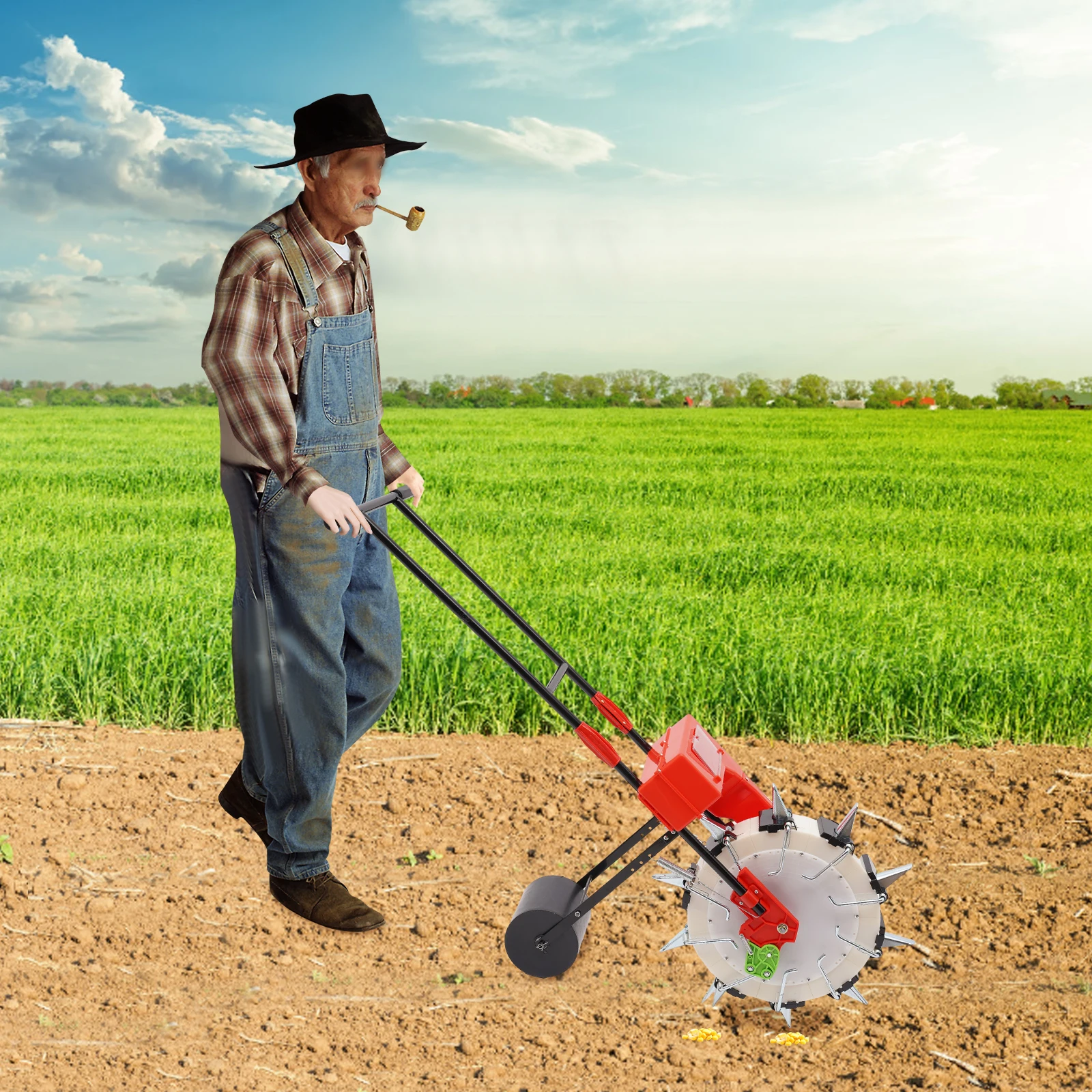 

Садовая сеялка с 10-мя насадками, ручной разбрасыватель семян, модернизированная ручная сеялка для газона, сада, фермы, система впрыска почвы, посевание