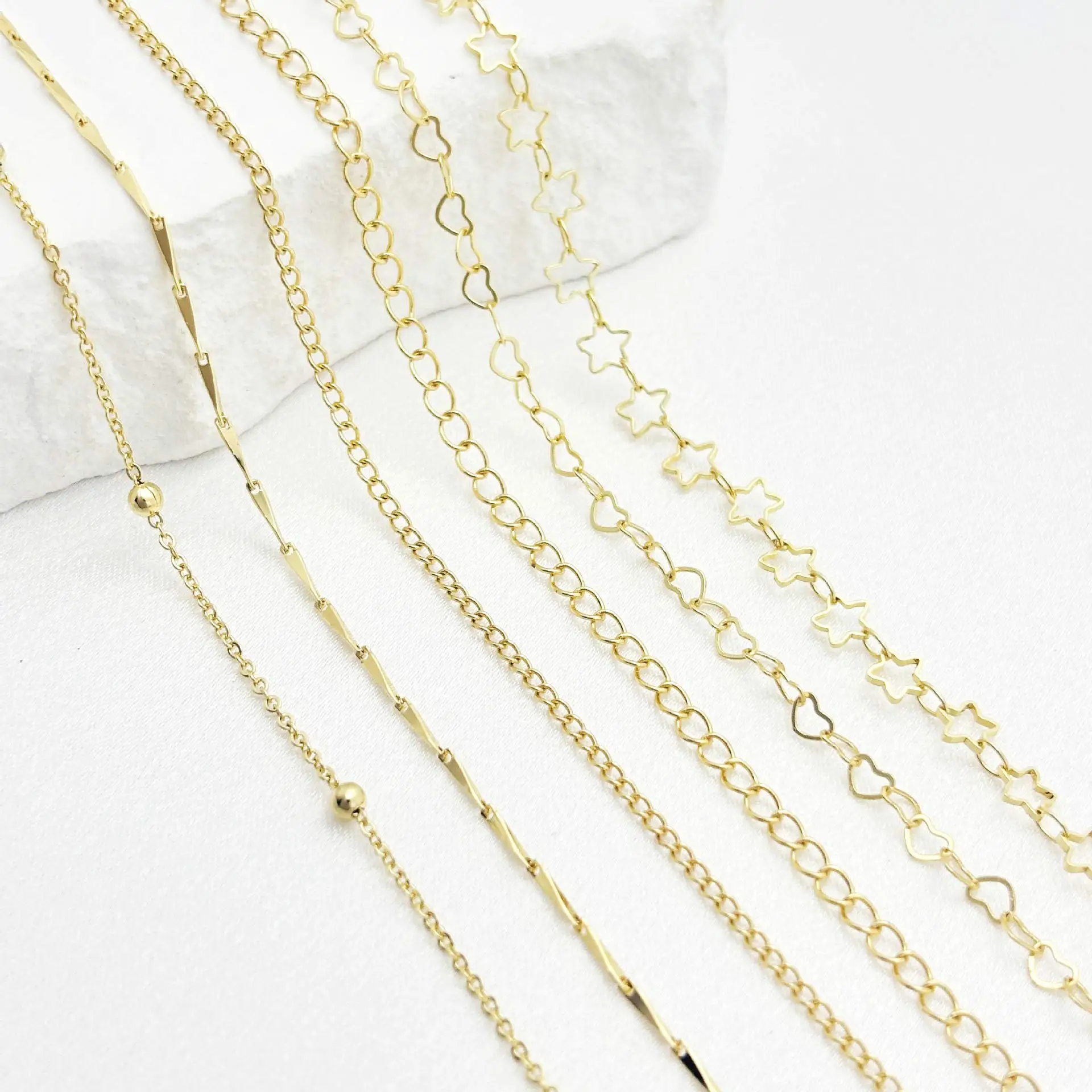 

1/5Y Fashion Gold Plated Link Chain 6 Styles DIY Handicrafts Bracelet Necklace Earrings Making Accessories Decoration Gift