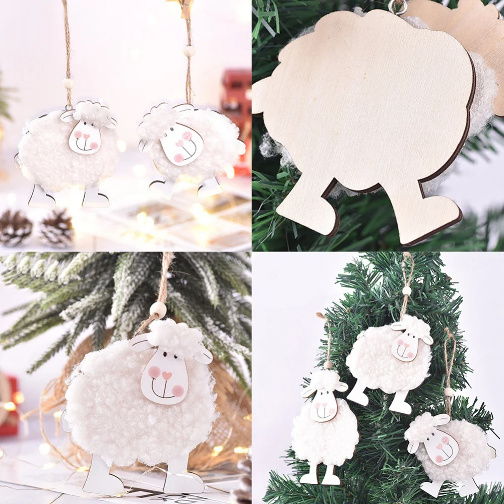 Fournitures de décoration de Pâques Pendentif d'agneau en bois, feutre de laine créatif, tenture murale de moutons mignons, cadeau pour la maison, la chambre, l'extérieur, nouveau