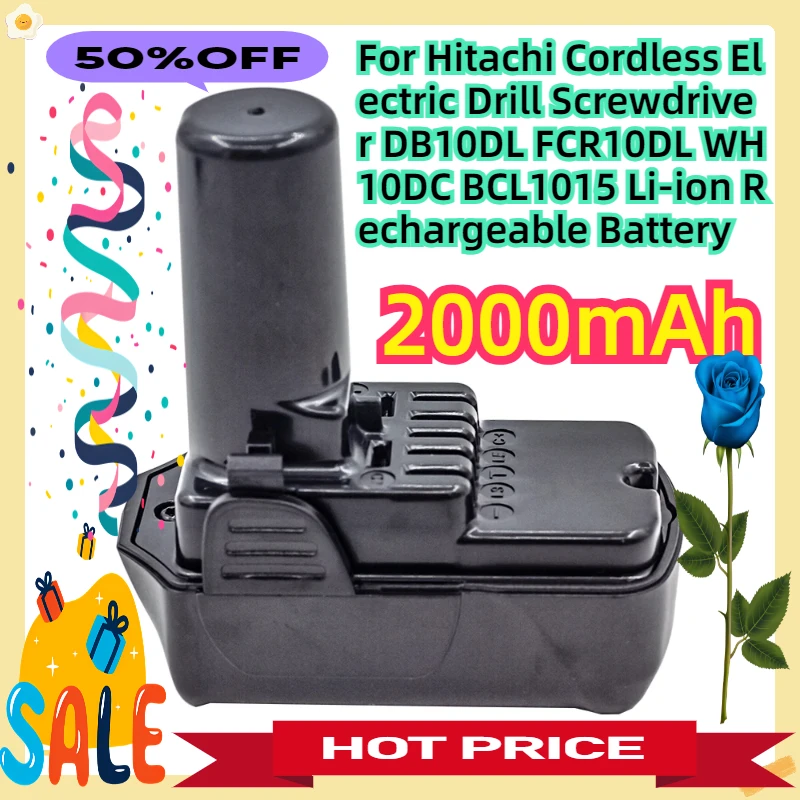 

For Hitachi Cordless Electric Drill Screwdriver DB10DL FCR10DL WH10DC BCL1015 2.0Ah 12V Li-ion Rechargeable Battery