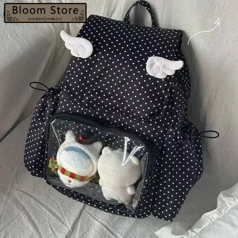 

Transparent Kawaii Wings Women Backpacks Student All Match Casual Vintage Schoolbags Y2k Aesthetic Streetwear Ita Bags Japanese