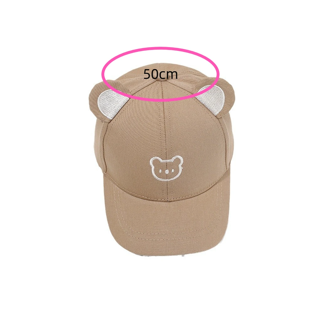 خمر التطريز الدب قبعة بيسبول رقيقة مشبك قابل للتعديل ‌ ‌   قبعة للحماية من الشمس مع قبعة للأذن قابلة للتنفس للأولاد والبنات