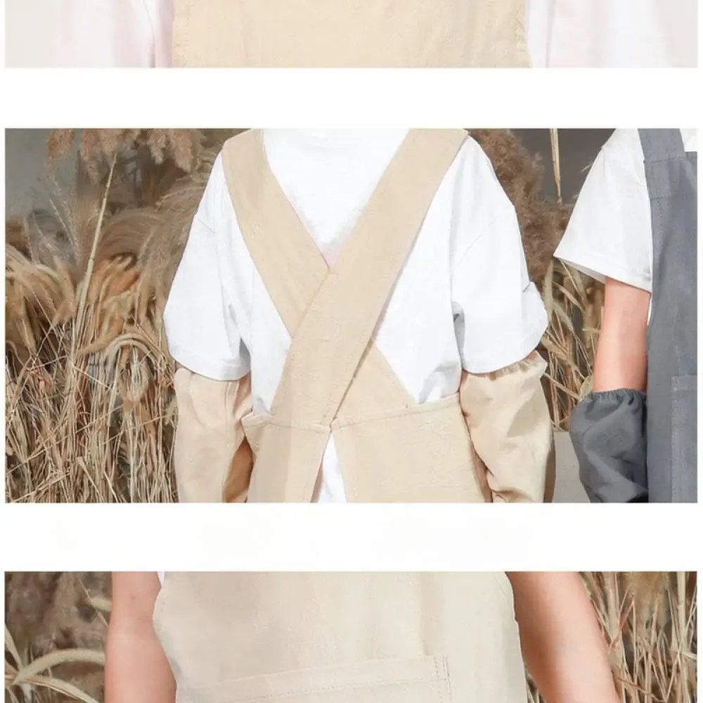 Adjustable Children Art Smock For Drawing Painting Crafting Cooking Japanese Style Linen Bib Apron School Uniforms - view 4