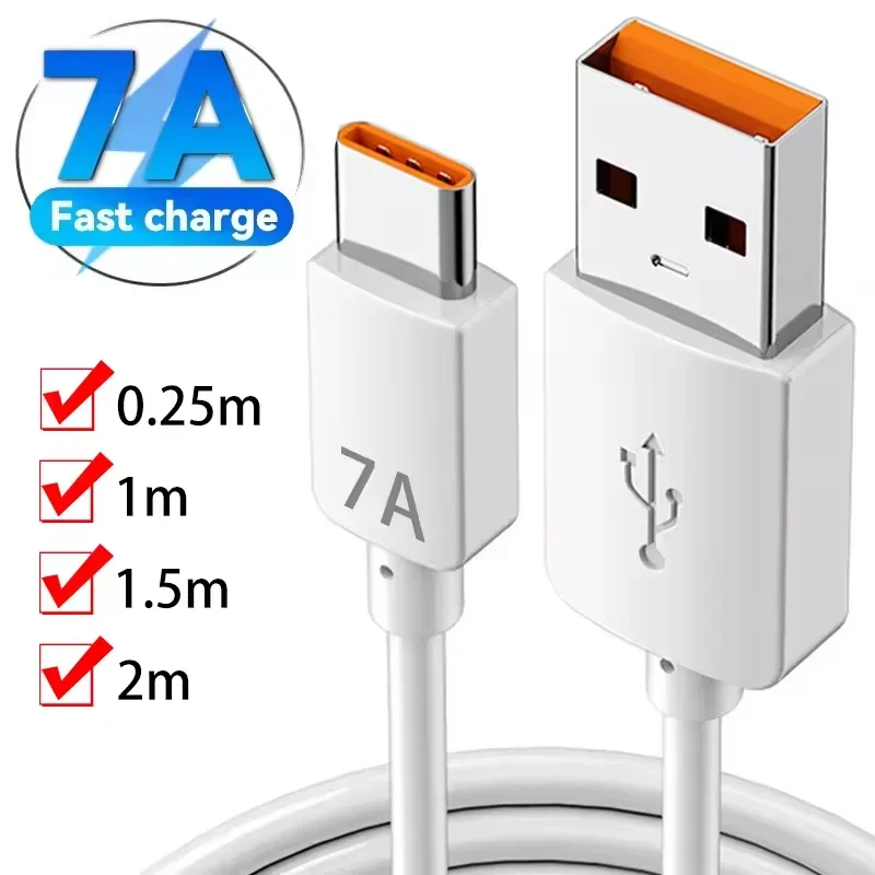 100W 7A USB Type C Cable Fast Charging Cable USB Charging Transmission Wire Type-C Charger Data Cord For Electronic equipment