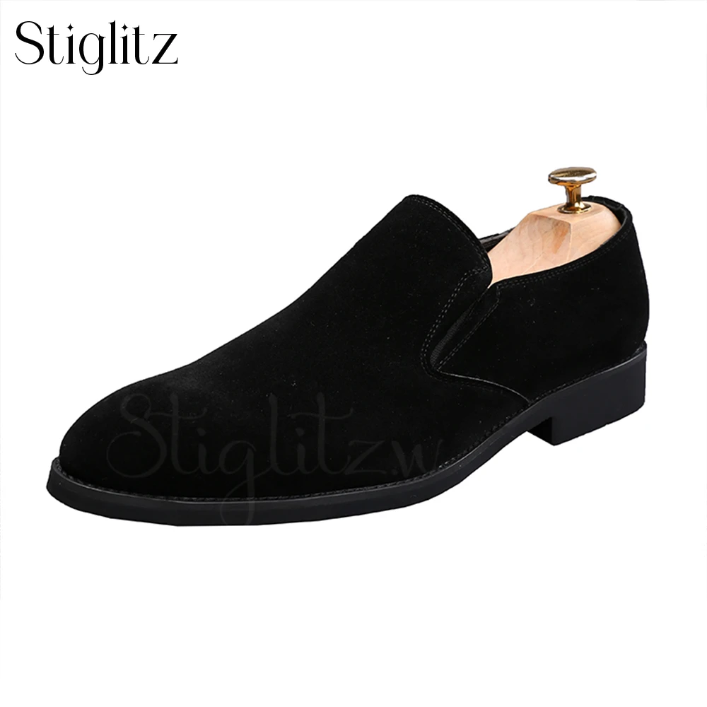 Black Suede Lace-Up Shoes for Men Concise Design Business Dress Shoes for Formal Occasions Handmade Wedding Banquet Oxford Shoes