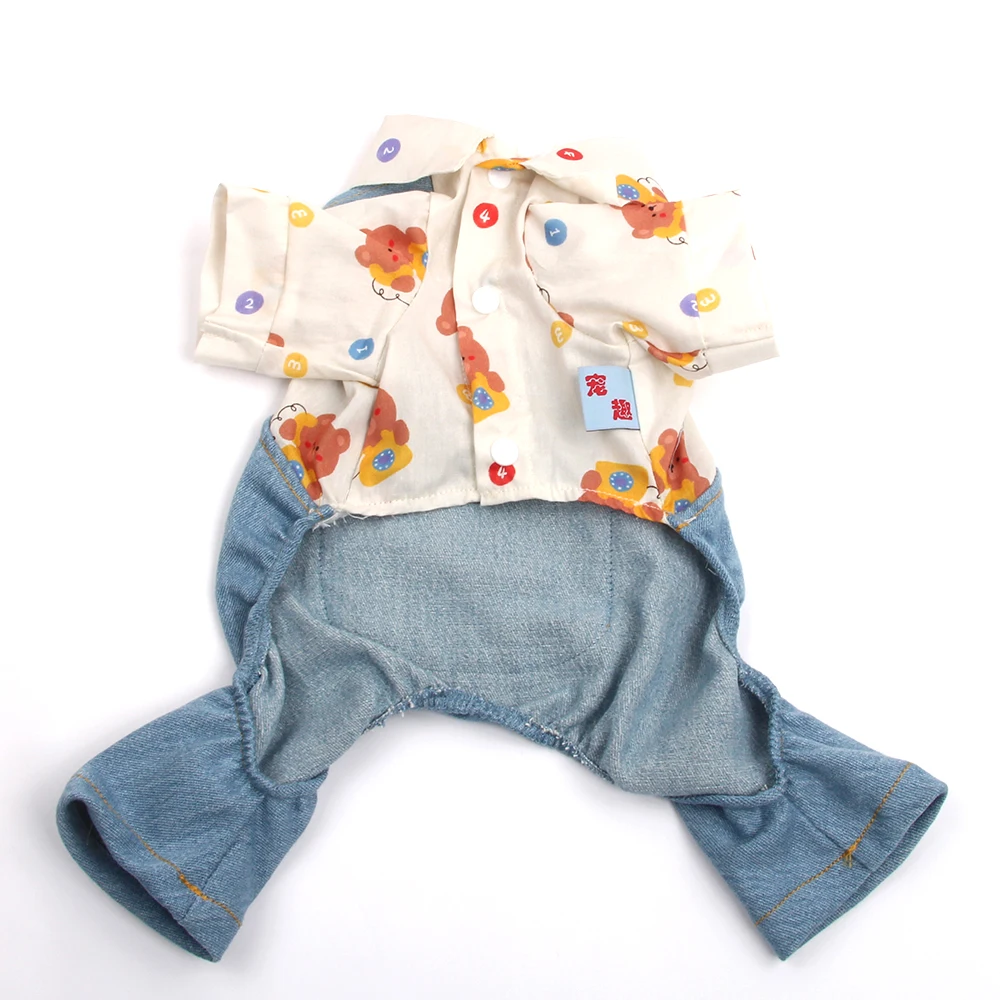 بذلة مطبوعة للحيوانات الأليفة للكلاب والقطط ، معطف جرو ، تي شيروتي ، تصميم حزام الكتف ، ملابس الربيع ، ملابس الصيف #3