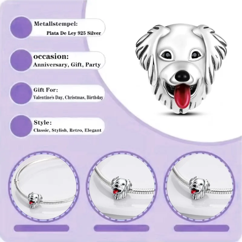 

Charm Bead Pendant 925 Pure Silver Gold Haired Beads Suitable for Original Bracelets DIY Jewelry