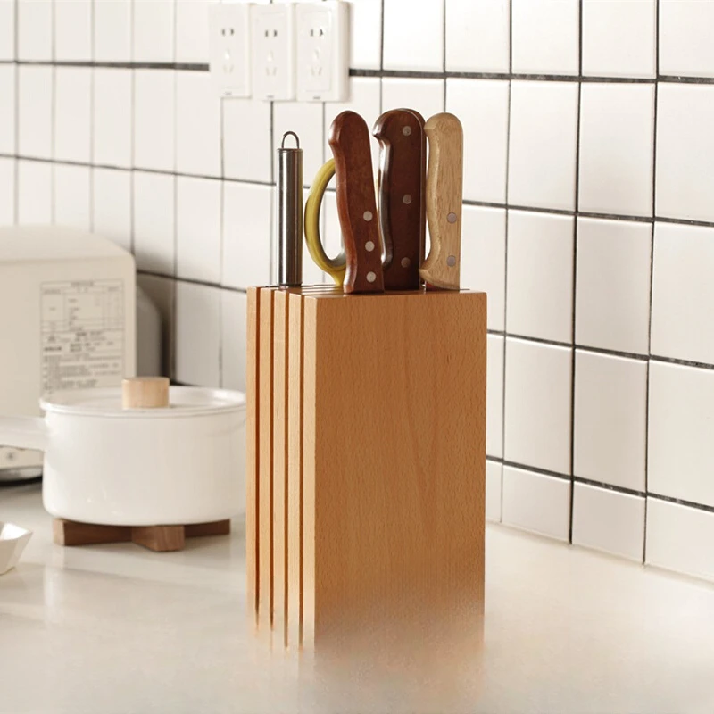 Beech wood knife holder Kitchen utensil rack Japanese minimalist