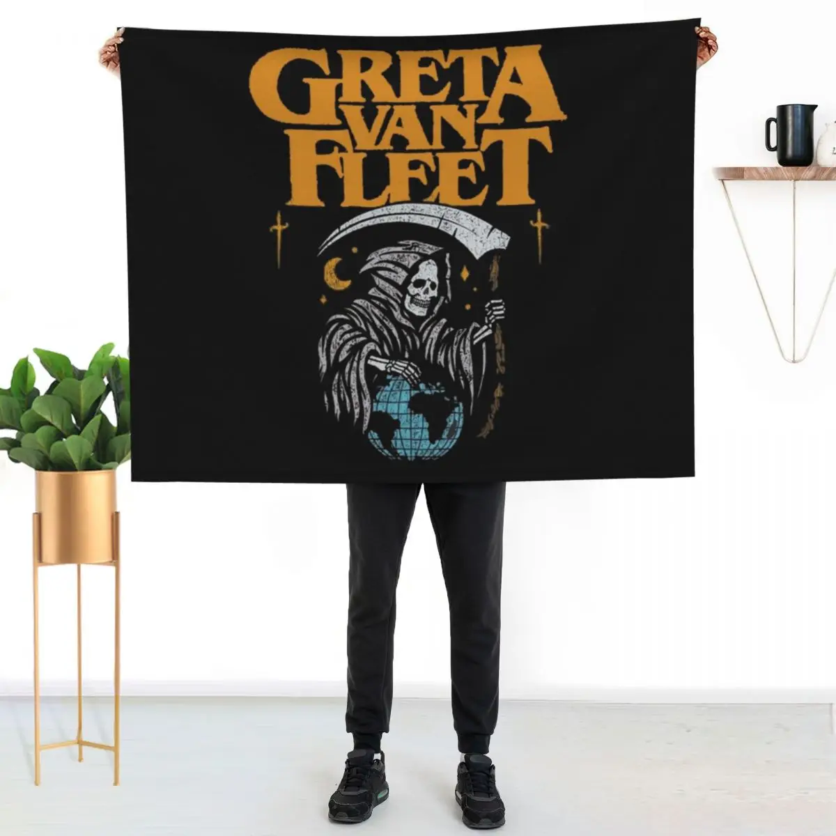 Greeta van fleet4 Greta Van Fleet Shirt Retro Musical Shirt Greta Van Fleet Rock Band Shirt Boho Throw Blanket Nap Blankets