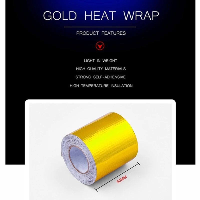 5X Reflect A Gold Thermal Tape Air Intake Heat Insulation Shield Wrap Reflective Heat Barrier Self Adhesive Engine