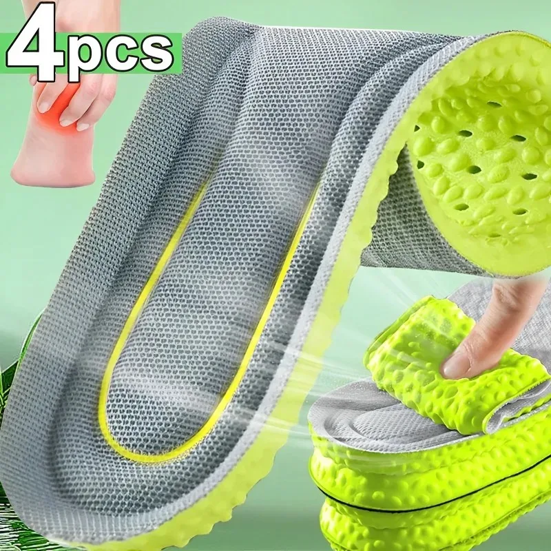 2/4pcs Massage Insoles Comfortable Plantar Fasciitis Insoles Breathable Arch Support Shoe Sole Pads Sports Feet Care Inserts