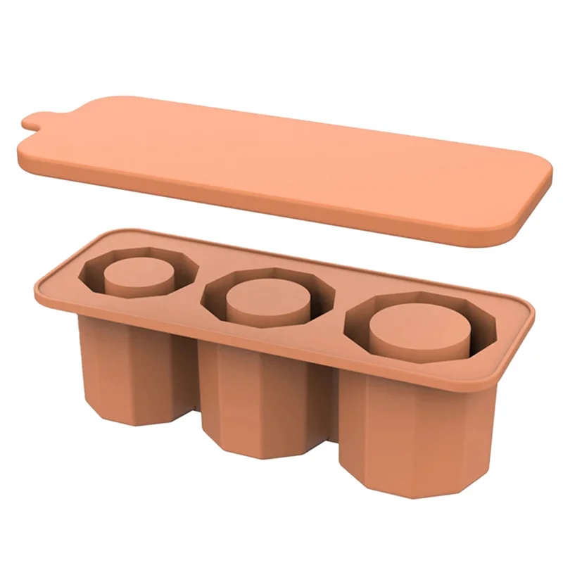 

AA76-Ice Square Tray For Stanley Cups, Silicone Ice Square Molds With Lid For Making 3 Hollow Cylinder Ice Cube, Easy To Use As