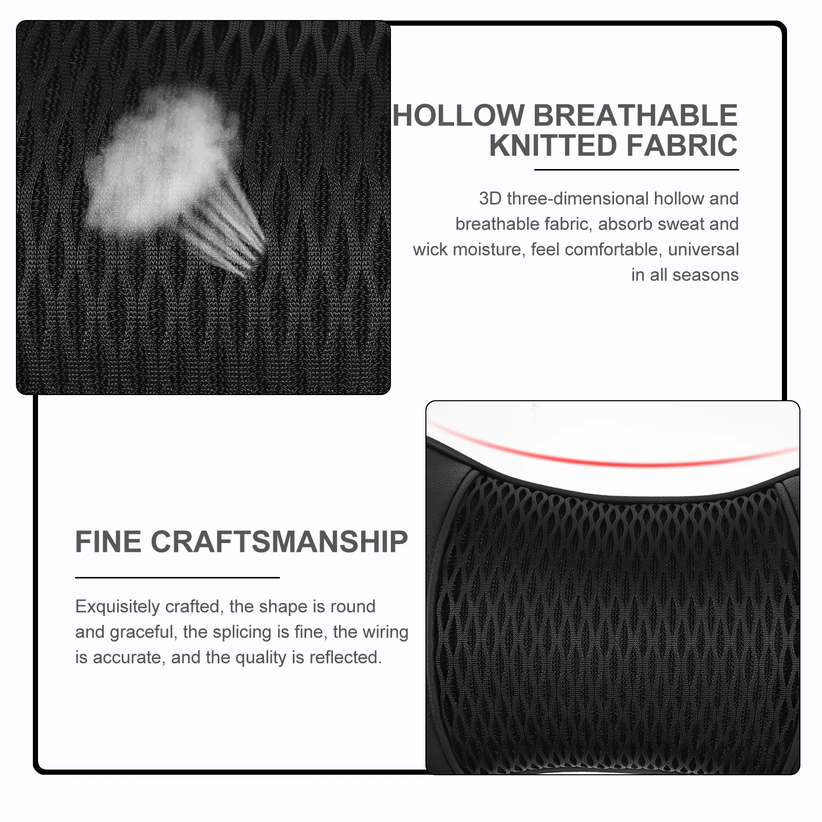 

2 Pcs 3D Car Headrest Pillows Auto Neck Support Universal Black Breathable Compact Practical Driving Accessories Car Interior