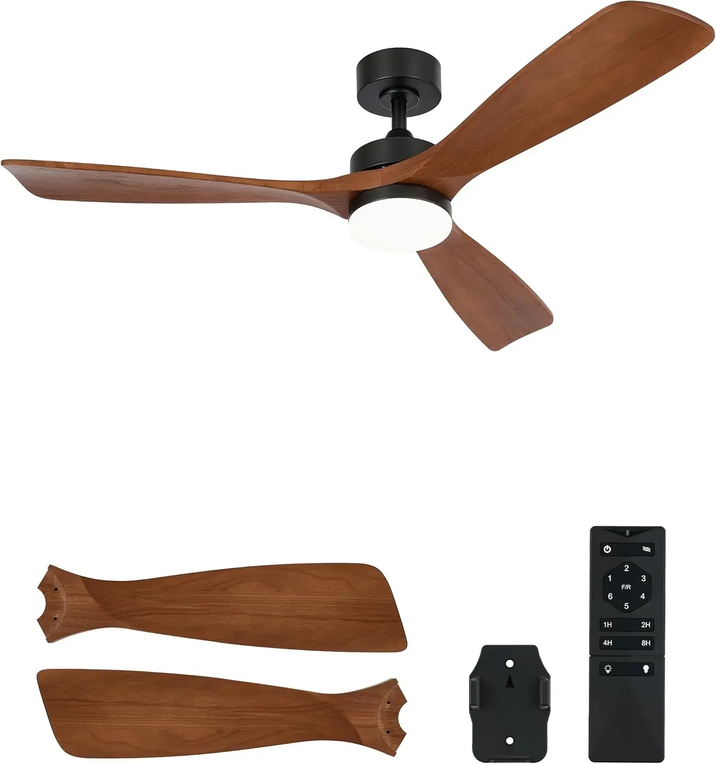 

Ceiling Fans with Lights, 52 Inch Ceiling Fan and Remote, 6 Speed Reversible Noiseless DC Motor, 3CCT, Wood Ceiling Fan , Walnut