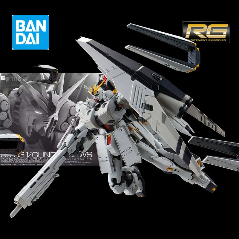 بانداي الأصلي أطقم منمذجة RG 1/144 HI-V GUNDAM HWS أنيمي عمل الشكل التجمع نموذج هدايا للأولاد معبأة في صناديق الرغوة