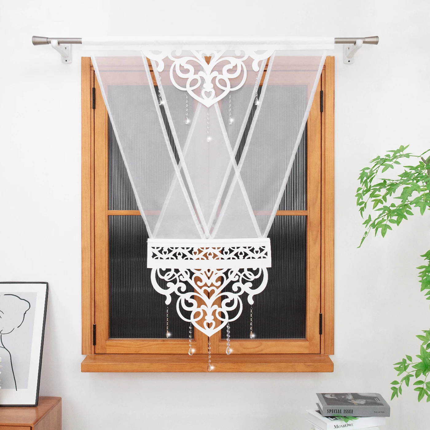 

1 шт., полупрозрачные занавески, полые панели, хрустальные бусины, светофильтрующие шторы для гостиной, праздничное украшение 120x160 см