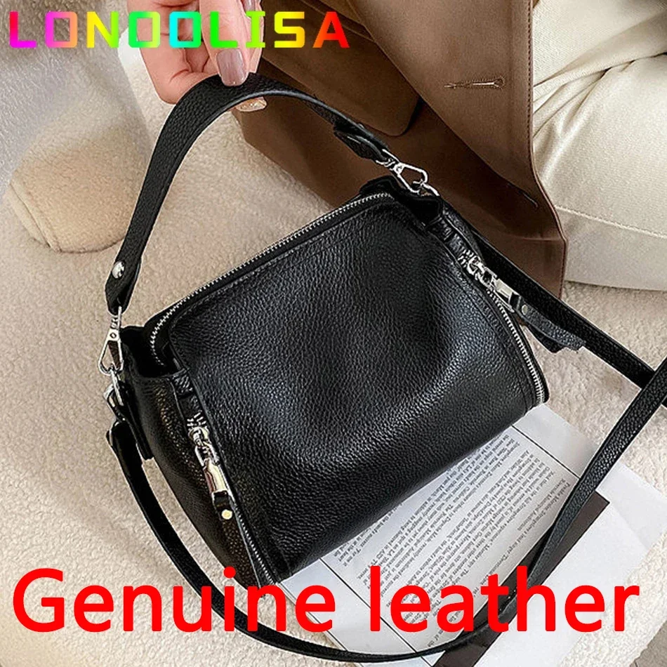 New Genuine Leather Handbag 2024 Designers Women Messenger Bags Females Bucket Bag Leather Crossbody Shoulder Bag Handbag Bolsa