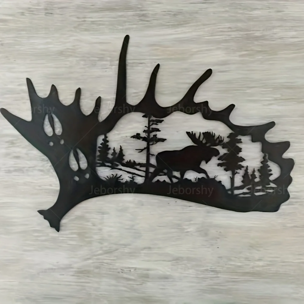 1pc Moose Metal Wall Art Iron Cabin Lodge Wall Decor for Living Room Gift for Wildlife Lovers Woodland Style