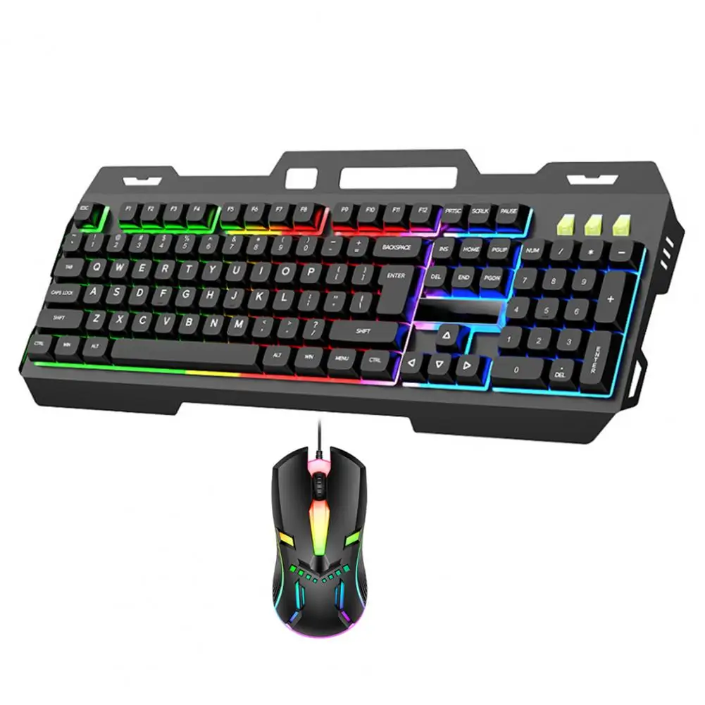 Wired Gaming Keyboard with Mouse Set Ergonomic Symmetrical Design Precise Control Backlit Mechanical Keyboard