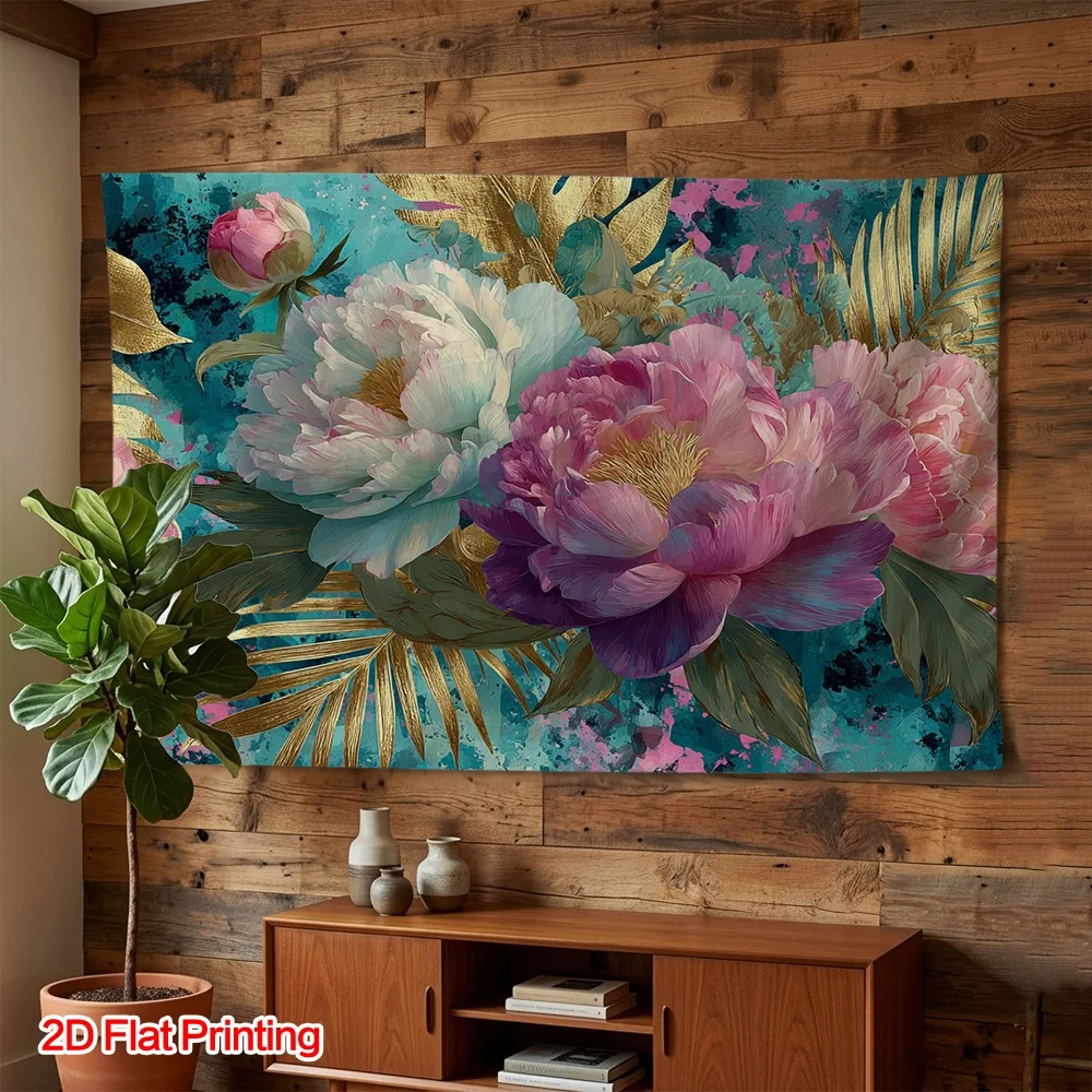 Large Abstract Tropical Floral Wall Canvas Print Peony Watercolor Flower Art Boho Style Home Decoration Canvas Wall Decor